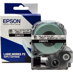 Epson LABELWORKS 236BBPX PET (Polyester) Tape Cartridge - Black on Blue Label Maker Tape - 1.5" (36MM) Wide, 30'