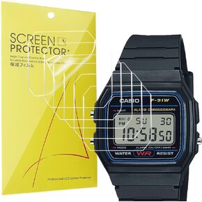 F91W-1 Screen Protector, [6 Pack] Full Coverage TPU Clear Film Compatible with Ca-sio F91W-1 / F-91W Classic Resin Strap Digital Sport Watch (6 pack)