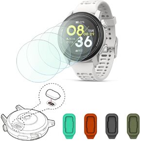 SmartWatch Tempered Glass Screen Protector Compatible for COROS Pace 3 & Pace 2 and Amazfit Falcon, protective film 2.5D 9H Hardness HD and Charging Dust Plug (Pack of 4+4)