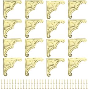 uxcell 30pcs Vintage Corner Protector 2.2"x2.2"x0.5" Decorative Metal Edge Corner Protectors Brackets with Mounting Nails for Box Wooden Case Chest Table Desk Bronze