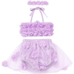 FYMNSI First Birthday Outfit Girl Baby Velvet Romper Princess 3D Flower Tulle Tutu Dress Headflowers Cake Smash Clothes 3PCS