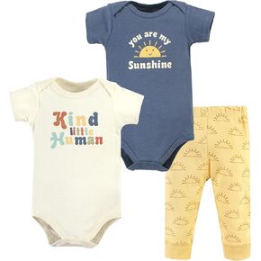 Hudson Baby Unisex Baby Cotton Bodysuit and Pant Set, Kind Human Short Sleeve, 3-6 Months