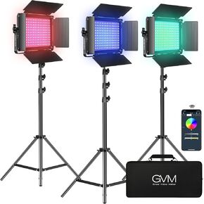GVM RGB LED Video Light Kit, Dimmable Photography Lighting with APP Control, 680RS 50W 3 Packs Led Panel Light for YouTube Studio, Video Shooting, Gaming, Streaming, Zoom, Broadcasting, Conference