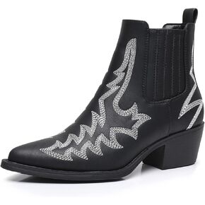GLOBALWIN Cowboy Boots For Women Pointed Toe Pull On Chelsea Ankle Booties The Western Cowgirl Boots