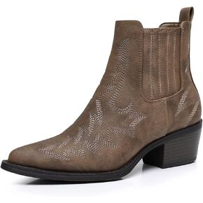 أحذية رعاة البقر من GLOBALWIN للنساء بمقدمة مدببة وسحب على أحذية الكاحل تشيلسي أحذية راعية البقر الغربية in Kuwait