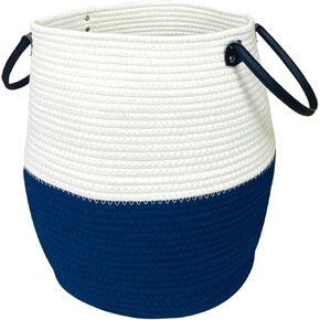 Small Laundry Basket with Handles, 14 x 12 in Foldable Laundry Hamper Room Organization Toy Storage Bins Cotton Rope Woven Storage Basket Organizer for Dirty Clothes Baby Pillows Blankets