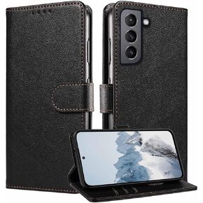 S21 Case,for Galaxy S21 Case Wallet,[RFID Blocking] [Card Holder/Cash Slots] [Kickstand] Magnetic Clasp Leather Protective Shockproof Phone Flip Cases Folio Cover for Samsung Galaxy S21 5G (Black)