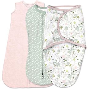SwaddleMe by Ingenuity Swaddle, Compression Pod, & Sleep Sack Set, Gift Set, 0-3 Months, 3-Pack - Baby Elephant in Kuwait