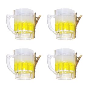 Funny Beer Cup Hair Clips for Hair - 4Pcs Personality Photo Props Alligator Hair Clips Cute Side Hair Barrettes Duck Billed Hairpin Gold Hair Accessory for Women Girls Beach Oktoberfest Party Gifts