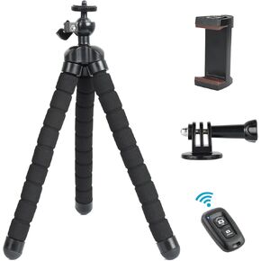 UTEBIT Flexible Phone Tripod with Remote and Phone Holder,Mini Tripod 360°rotatable,Camera Tripod for Go Pro，Video Recording, Vlogging and Travel Photography