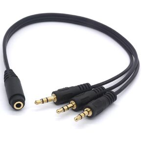 3 Way Headphone Splitter Gold Plated 3.5mm TRS Female to 3 x 3.5mm TRS Male Aux Cable Audio Lead for MP3 Car