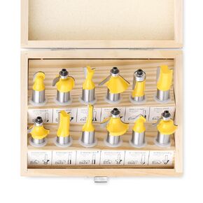 6 Pieces Set Router Bit Tungsten Carbide Router Bit Set 1/4 Inch Shank for Beginners Woodwork Tools (1/4inch Shank, 6 Pieces-A)