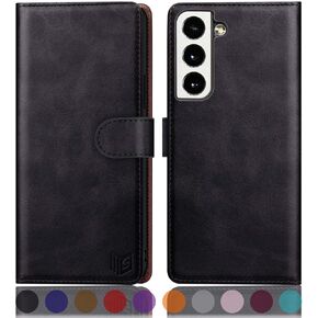 SUANPOT for Samsung Galaxy S22 with RFID Blocking Leather Wallet case Credit Card Holder,Flip Folio Book Phone case Shockproof Cover Women Men for Samsung S22 case Wallet Black