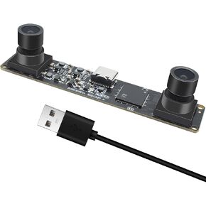 USB Stereo Camera Module 1200P Global Shutter Synchronous Dual Lens 60FPS/120FPS High Speed 3D Webcam 94° Viewing Angle Lightburn Camera for VR Face Recognition Streaming,PC/Laptop/Raspberry Pi