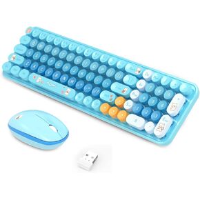 Wireless Keyboard and Mouse Combo, 2.4G Compact Small Ergonomic Cute Colorfull Wireless Keyboard Mouse for Computer Desktop PC Laptop Surface Pink
