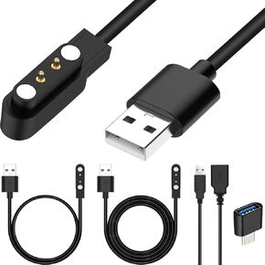 Magnetic Charger for YAMAY SW022 for AGPTEK LW11 for Ticwatch GTX, for Xiaomi Haylou Solar LS05/RT LS05S, for IMILAB KW66, USB 2 Pin 4mm/0.16in Charging Cable Smartwatch Accessories, 2 Pcs