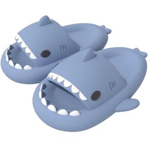 allgala Shark Slides for Women Men and Big Kids Novelty Soft Slippers Open Toe Shark Sandals Cushioned Slides Beach Pool Shower Cruise Slippers with Comfy Cushioned Thick Sole