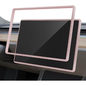 Tesla Model Y Model 3 Center Console Cover, for Model Y (2024-2020) Model 3 (2023-2017) Screen Protector Frame, Soft TPU Screen Edge Protector Bumper Interior Accessories Black