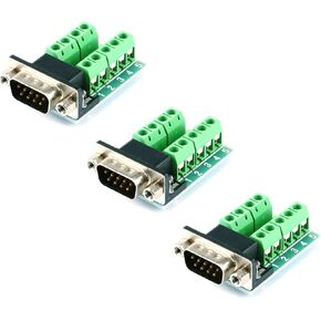 3Pcs RS232 to Terminal Adapter DB9 Male Adapter RS232 Serial to Terminal DB9 Connector Male Convert Adapter