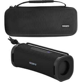 حزمة سماعات Sony SRSULT10B ULT Field Series (أسود) مع غطاء صلب للسفر وحقيبة واقية لمكبرات الصوت التي تعمل بتقنية البلوتوث (عنصران)