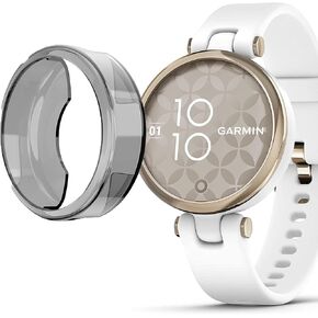 Compatible with Garmin Lily Case, Lamshaw Silicone TPU Protective Case Cover Slim Guard Bumper Compatible with Garmin Lily Smartwatch (2 Pack-Black+Clear)