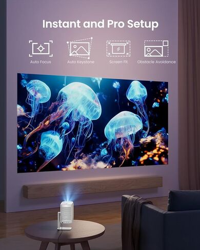 جهاز عرض Dangbei الذكي 1080P، 400 ISO Lumens، مرخص رسميًا من Netflix، صورة 120 بوصة، جهاز عرض منزلي مزود بواي فاي وبلوتوث مع مكبر صوت دولبي مزدوج 6 وات، تركيز تلقائي in Kuwait