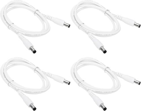 PATIKIL 3Ft ذكر إلى ذكر 5.5x2.1mm DC كابل تمديد الطاقة، 4 قطع 24AWG سلك محول موصل شحن الحبل لشريط LED DVR كاميرا التوجيه، أبيض in Kuwait