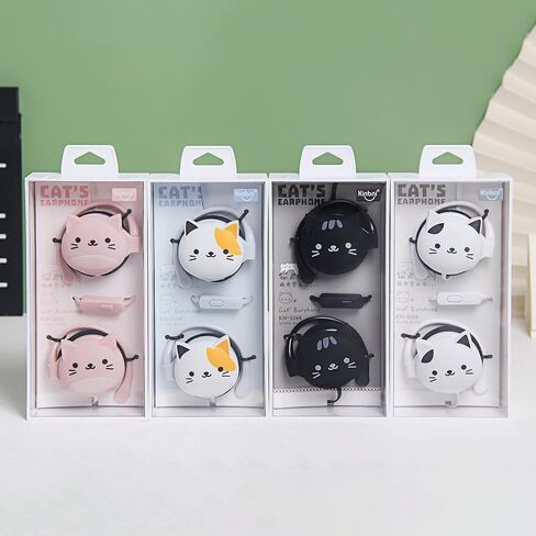 سماعات أذن QearFun Cat للأطفال مع خطافات للأذن، سماعات رأس سلكية فوق الأذن من Kawakii هدايا للفتيات والفتيان في المدارس مع ميكروفون وحلقات أذن باللون الوردي in Saudi Arabia