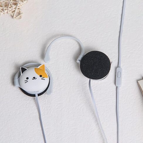 سماعات أذن QearFun Cat للأطفال مع خطافات للأذن، سماعات رأس سلكية فوق الأذن من Kawakii هدايا للفتيات والفتيان في المدارس مع ميكروفون وحلقات أذن باللون الوردي in Kuwait