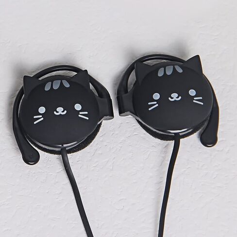 سماعات أذن QearFun Cat للأطفال مع خطافات للأذن، سماعات رأس سلكية فوق الأذن من Kawakii هدايا للفتيات والفتيان في المدارس مع ميكروفون وحلقات أذن باللون الوردي in Saudi Arabia