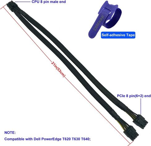 COMeap GPU Power Cable for Dell PowerEdge R720 720XD R730, CPU 8 Pin male to Dual 8 Pin(6+2) male PCIe Power Adapter for NVIDIA Tesla GPU J30DG 15-inch(38cm) in Saudi Arabia