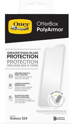 OtterBox Samsung Galaxy S24 Screen Protector Polyarmor Premium - CLEAR, 60% recycled material, vivid clarity, true touch response, easy installation in Saudi Arabia