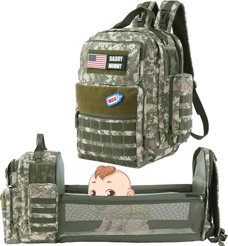 Diaper Bag Backpack for Dad with Changing Station, Expandable Brown Military Diaper Bag Backpack with Waterproof Changing Pad,Large Tactical Mens Baby Bag,Unisex Molle Style Baby Backpack Bag in Saudi Arabia