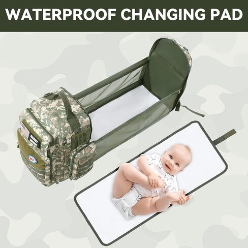 Diaper Bag Backpack for Dad with Changing Station, Expandable Brown Military Diaper Bag Backpack with Waterproof Changing Pad,Large Tactical Mens Baby Bag,Unisex Molle Style Baby Backpack Bag in Saudi Arabia