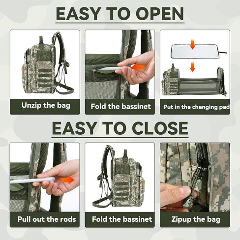Diaper Bag Backpack for Dad with Changing Station, Expandable Brown Military Diaper Bag Backpack with Waterproof Changing Pad,Large Tactical Mens Baby Bag,Unisex Molle Style Baby Backpack Bag in Saudi Arabia