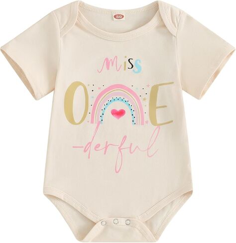 Lamuusaa Toddler Baby Girl Birthday Outfit Miss Onederful/Sweet One Romper Shirts One Piece Bodysuit Birthday Gift in Saudi Arabia