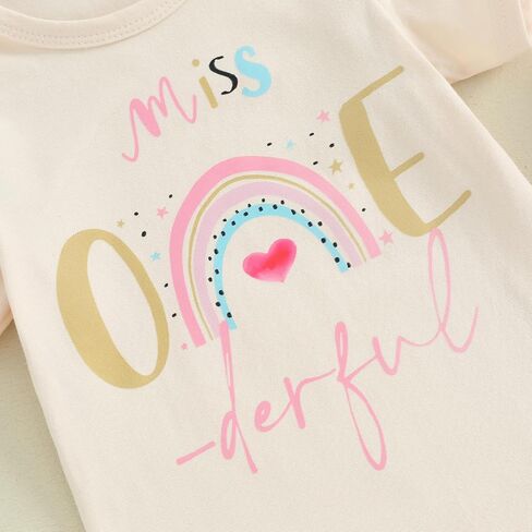Lamuusaa Toddler Baby Girl Birthday Outfit Miss Onederful/Sweet One Romper Shirts One Piece Bodysuit Birthday Gift in Saudi Arabia