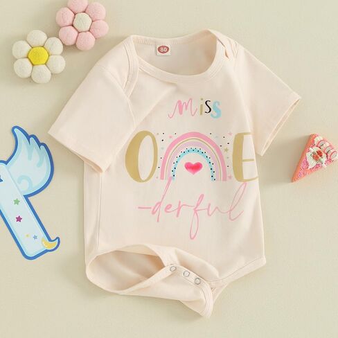 Lamuusaa Toddler Baby Girl Birthday Outfit Miss Onederful/Sweet One Romper Shirts One Piece Bodysuit Birthday Gift in Saudi Arabia