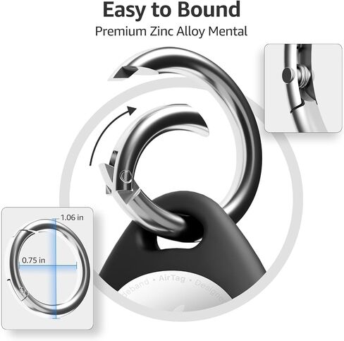 Airtag Holder Air Tag Case with 2 Keychains, Waterproof TPU Shell Protective Case with Metal Keychain 304 Stainless Steel Key Ring Clip, Airtag Accessories for GPS Item Finder Tracker, Black in Saudi Arabia
