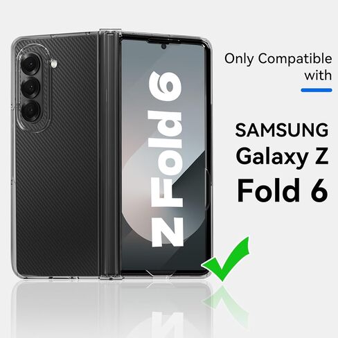 حافظة لهاتف سامسونج جالاكسي Z فولد 6 مع حماية مفصلية من البولي كربونات الصلب وملمس مريح للبشرة وامتصاص الصدمات، حافظة واقية مضادة للسقوط وغير قابلة للانزلاق ومضادة للاصفرار لهاتف جالاكسي زد فولد 6 2024 (شفاف) in Kuwait