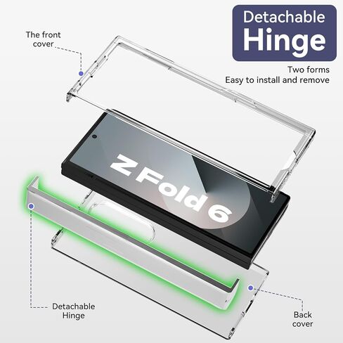 حافظة لهاتف سامسونج جالاكسي Z فولد 6 مع حماية مفصلية من البولي كربونات الصلب وملمس مريح للبشرة وامتصاص الصدمات، حافظة واقية مضادة للسقوط وغير قابلة للانزلاق ومضادة للاصفرار لهاتف جالاكسي زد فولد 6 2024 (شفاف) in Kuwait