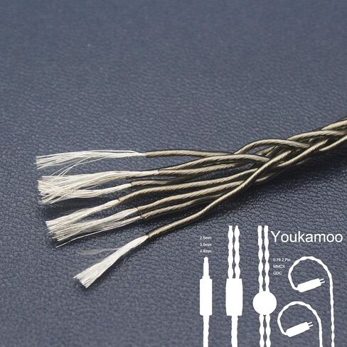 Youkamoo 4.4 مم 8 كور مطلي بالفضة مضفر سماعة أذن بديلة كابل ترقية سلك مطلي بالفضة كابل سماعة أذن متوازن لـ ZSN Pro ZS10 Pro NF2u KZ ZSX QDC IEMs (QDC) in Saudi Arabia