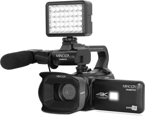 مجموعة كاميرا الفيديو Minolta MN4KPRO 4K60FPS Ultra HD / 64 MP Autofocus Pro مع حزمة WiFi مع الملحقات in Kuwait