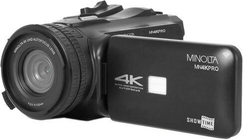 مجموعة كاميرا الفيديو Minolta MN4KPRO 4K60FPS Ultra HD / 64 MP Autofocus Pro مع حزمة WiFi مع الملحقات in Kuwait