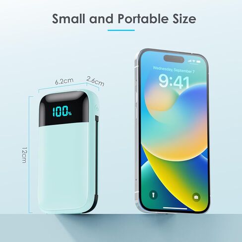 شاحن محمول مع كابلات مدمجة، بنك طاقة USB C سريع الشحن بقدرة 13800 مللي أمبير في الساعة PD، 4 مخارج LCD حزمة بطارية متوافقة مع سلسلة iPhone 15/14/13/12/11 وهواتف Samsung Android in Kuwait