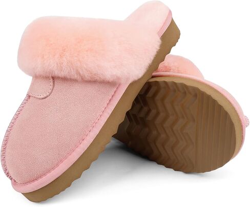 Fuzzy Slippers for Women Memory Foam Flat Outdoor Indoor Faux Fur Cozy Slippers in Saudi Arabia