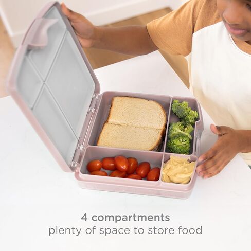 Ubbi Bento Lunch Box for Kids Back to School with 4 Compartments, BPA-Free, Leakproof, Dishwasher Safe, Food-Safe Material, Portion-Controlled Lunch Container, Blush Pink in Saudi Arabia