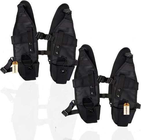 Lsgoodcare قطعتان من حامل الكتف الراديوي المزدوج وحزام الصدر متوافق مع Motorola Kenwood Midland 2 Way Radio Rescue Essentials in Kuwait