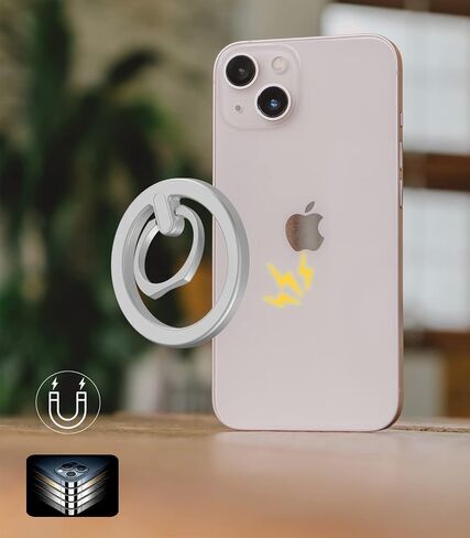 Magnetic Cell Phone Grip and Holder Finger Ring Kickstand, Adjustable Removable Stand for iPhone 15/14/13/12 Pro Max Mini and Android with Metal Ring Kit (Black Black Loop) in Saudi Arabia
