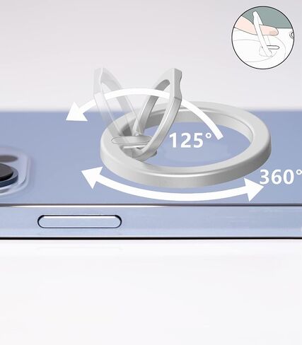 Magnetic Cell Phone Grip and Holder Finger Ring Kickstand, Adjustable Removable Stand for iPhone 15/14/13/12 Pro Max Mini and Android with Metal Ring Kit (Black Black Loop) in Saudi Arabia